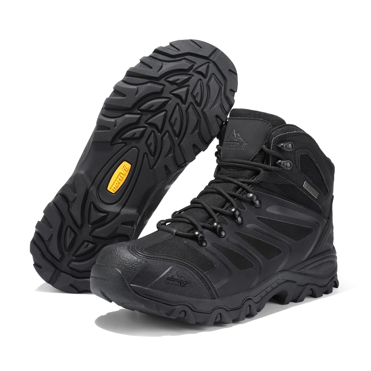 NORTIV 8 Men's Ankle High Waterproof Hiking Boots Outdoor Lightweight Shoes Trekking Trails Armadillo,Size 11,ALL BLACK,160448_M