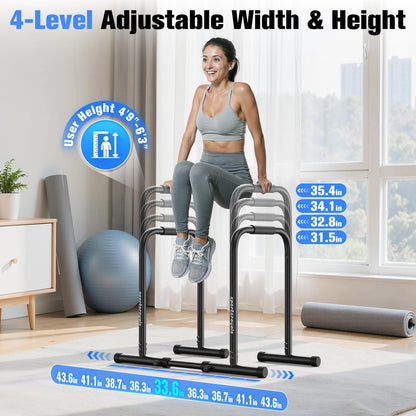 SPORTSROYALS DP3 Dip Station Adjustable Dip Bar, Heavy Duty Parallette & Parallel Bars, 400LBS Stable Dip Stands for Home Gym, Calisthenics & Upper Body Workout Equipment