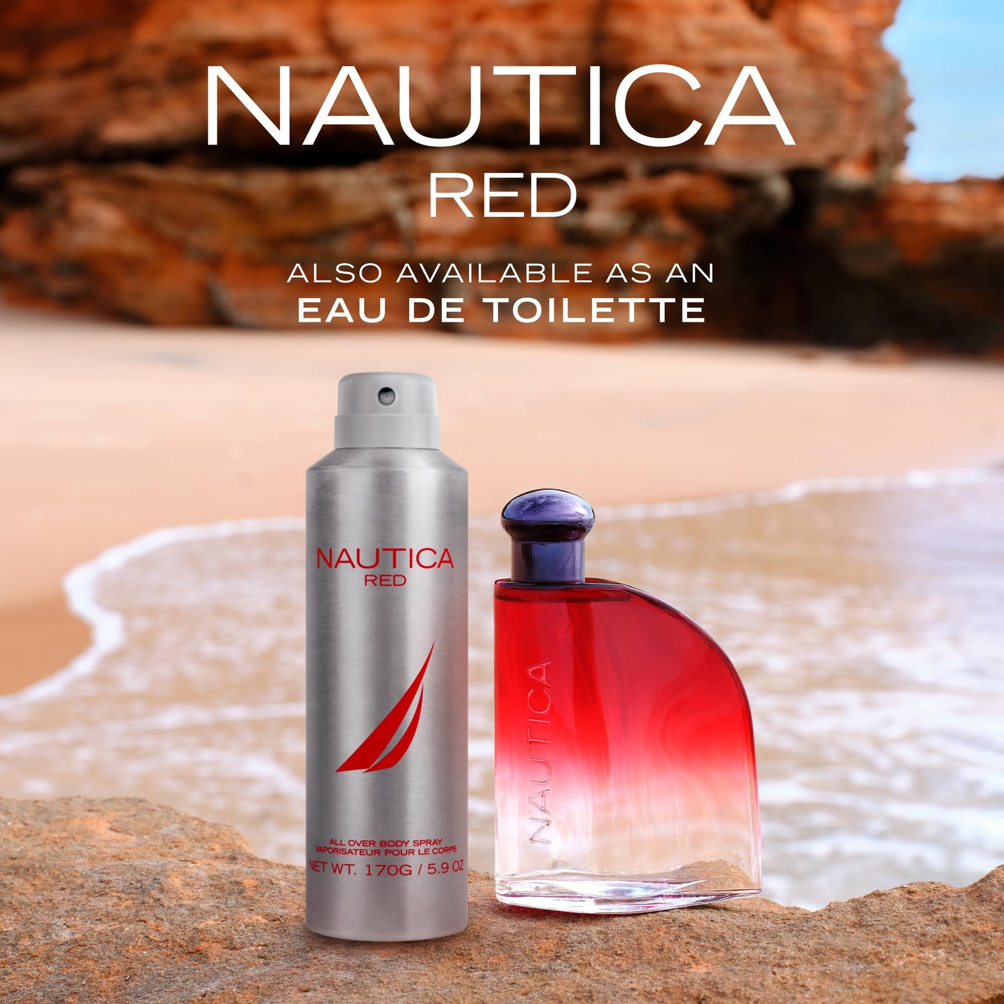 Nautica Color Red 1.6 fl oz EDT + 5.9 oz Deodorizing Body Spray, Aromatic Fougere, Notes of Black Pepper, Lavender and Rosemary, Men's Fragrance, Long Lasting, Everyday Fragrance