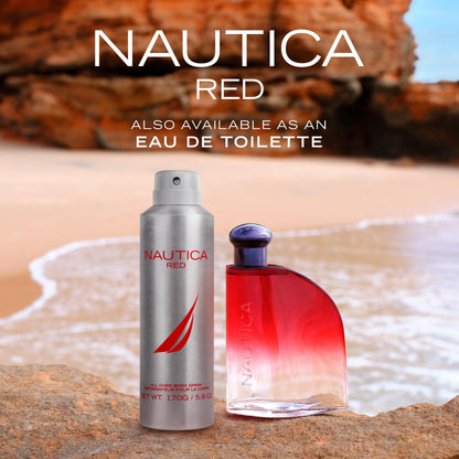 Nautica Color Red 1.6 fl oz EDT + 5.9 oz Deodorizing Body Spray, Aromatic Fougere, Notes of Black Pepper, Lavender and Rosemary, Men's Fragrance, Long Lasting, Everyday Fragrance