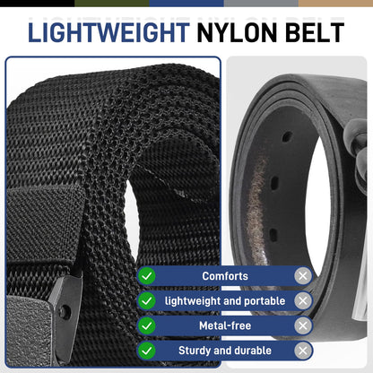 UNGGJKB Tactical Men's Nylon Belts,5 Pack Mens Belts Casual，Military Canvas Outdoor Metal-free Belts