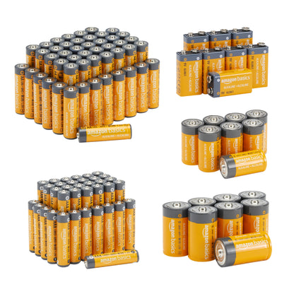 Amazon Basics 108 Count Alkaline Battery Super Value Pack - 48 AA + 36 AAA + 8 C + 8 D + 8 9Volt