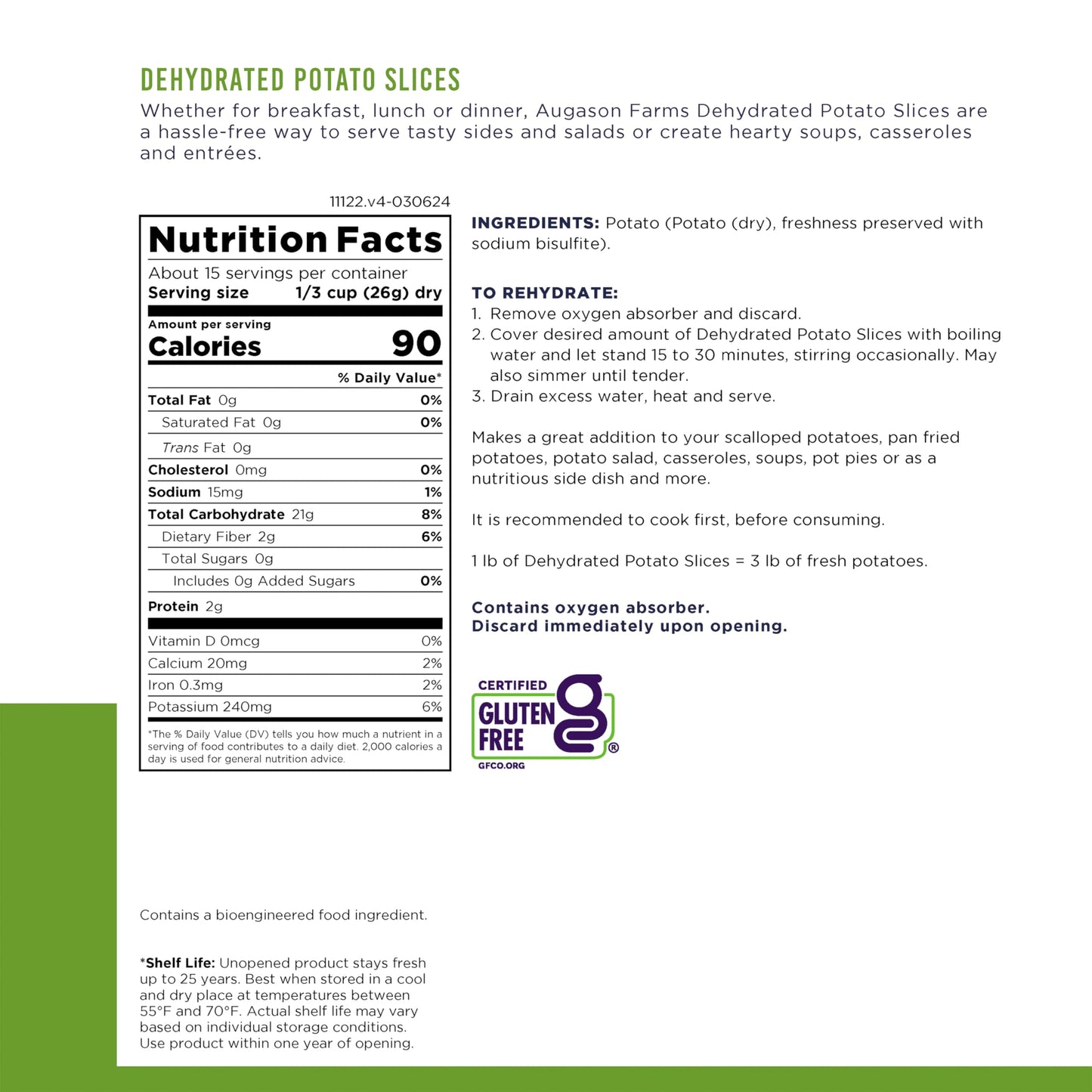 Augason Farms Dehydrated Potato Slices Can, Emergency Food Supply, Everyday Meals (Packaging May Vary)