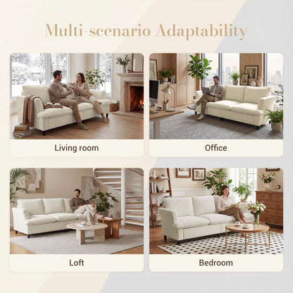 GRUSIGN 3 Seater Corduroy Couch, 89" Comfy Couch with Deep Seat, Modern Sofa Couch for Living Room, Office, Bedroom, Apartment (Pillows not Included)