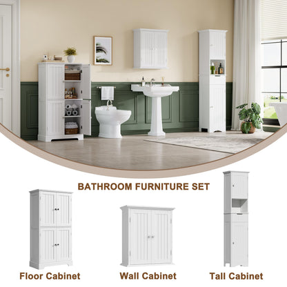 ChooChoo Bathroom Wall Cabinet, Over The Toilet Space Saver Storage Cabinet, Medicine Cabinet with 2 Door and Adjustable Shelves, Cupboard