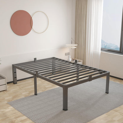 ROIL 14 inch Twin Bed Frames with Headboard Hole and Round Corner Legs Mattress Retainers 3500LBS Heavy Duty Steel Slats No Box Spring Needed Platform Noise-Free Easy Assembly