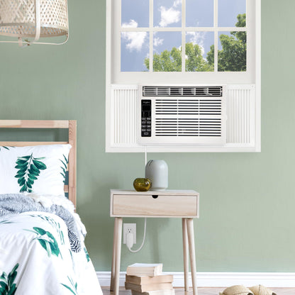 Whirlpool WHAW061CW 6,000 BTU Air Conditioner with Dehumidifier, 115V, Window AC 250 Sq. Ft, Living Room, Bedroom, or Kitchen, with Remote Control, Digital Display, and 24H-Timer, Bright White