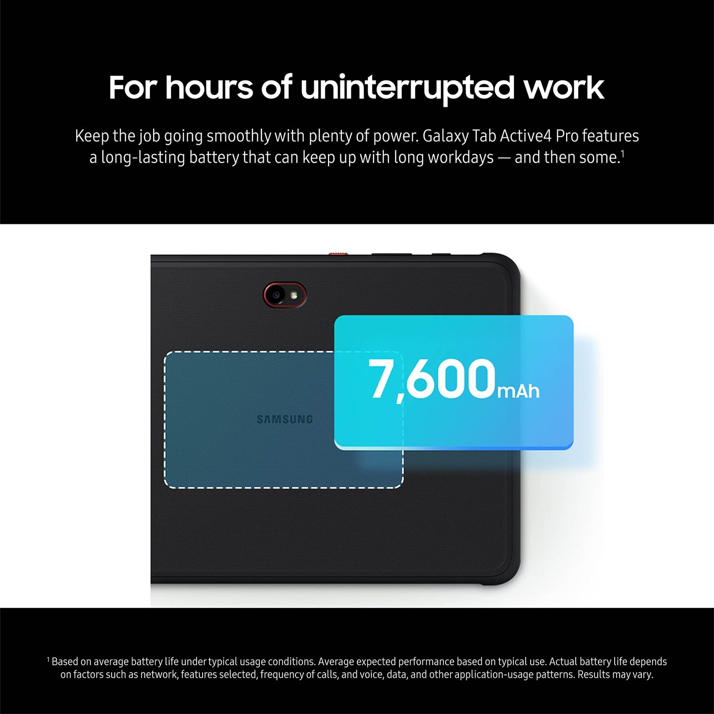 Samsung Galaxy Tab Active4 Pro 10.1” 64GB Wi-Fi Android Work Tablet, LTE Unlocked, 4GB RAM, Rugged Design, Sensitive Touchscreen, Long-Battery Life-for Workers, SM-T630NZKAN20, Black