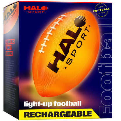 Halo Sport Rechargeable Light Up Football - Glow in The Dark Ball - NO 6 - Outdoor Sports Birthday Gifts for Boys 8-15+ Year Old - Kids Teenage Youth Gift Ideas - Boy Toys Stuff Ages 8 to 15