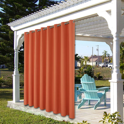 BONZER Outdoor Curtains for Patio Waterproof Thick Privacy Wide Grommet Sunlight Blocking Outside Curtains for Porch Pergola Gazebo Deck, 1 Panel, 110W x 108L inch, Mecca Orange