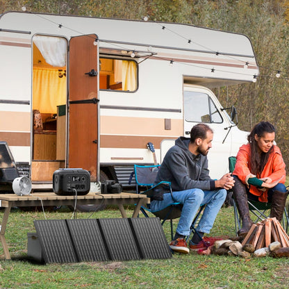 Solar Powered Generator 300W Peak/70400mAh, 260Wh Portable Power Station with Panels 40W Included, Solar Generator with AC Outlet 110V for Home Use, Camping, Outdoor, Power Backup