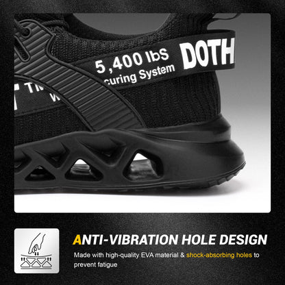 Furuian Steel Toe Sneakers for Men Women Lightweight Safety Shoes Comfortable Puncture Proof Slip On Indestructible Work Shoes Black