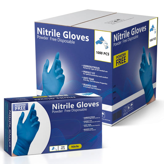 Nitrile Gloves, Disposable Gloves, Comfortable, Powder Free, Latex Free | 100-1000 (Medium, Case)