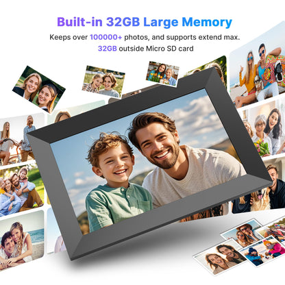 Uhale Digital Picture Frame 32GB Storage 10.1 Inch WiFi Electronic Photo Frames SD Card Slot IPS Touch Screen HD Display Auto Rotate Slideshow Share Videos Photos Instantly Send Wishes Remotely