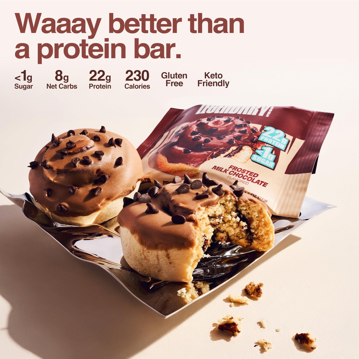 Legendary Foods Cinnamon Roll 22g Protein Bars – Gluten-Free, Low Carb Meal Option – Sweet Zero Sugar Snack, Keto-Friendly – 10-Pack High Protein Pre- or Post-Workout Nutrition Bars - Milk Chocolate