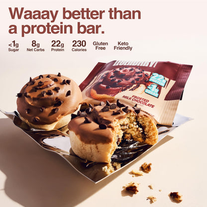 Legendary Foods Cinnamon Roll 22g Protein Bars – Gluten-Free, Low Carb Meal Option – Sweet Zero Sugar Snack, Keto-Friendly – 10-Pack High Protein Pre- or Post-Workout Nutrition Bars - Milk Chocolate