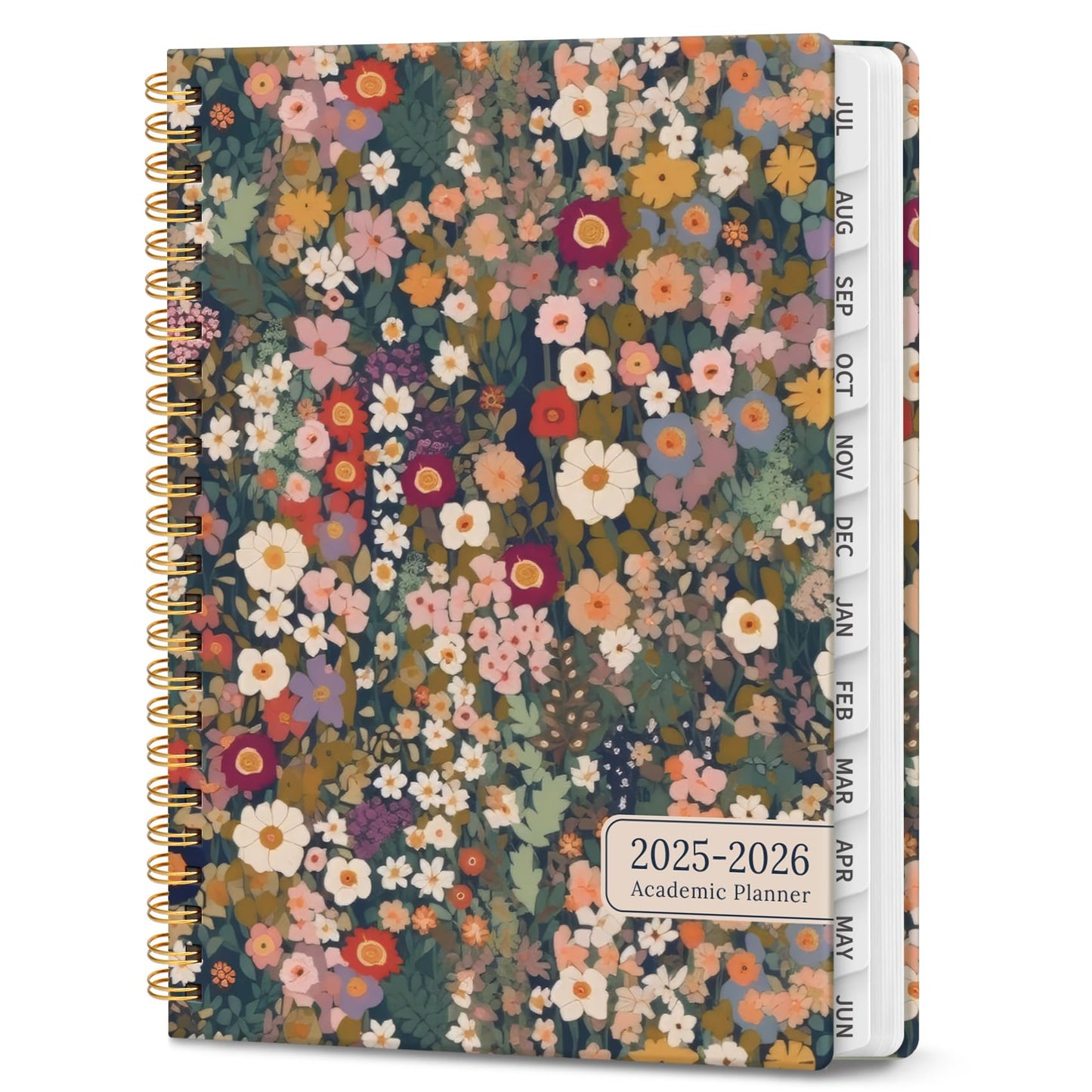 Planner 2025-2026, Monthly and Weekly Calendar Academic Planner (July 2025 - June 2026), Hardcover Student Teacher Planning Agenda Book with Tabs, Perfect for Office School Supplies, A5 (6.3" x 8.5") - Petals