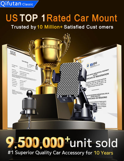 Qifutan Dash Mounted Holders Phone Holders for Your Car Phone Mount for Car Windshield Dashboard Air Vent Universal Hands Free Automobile Cell Phone Holder Fit for iPhone Smartphone