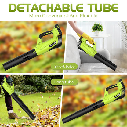 Leaf Blower, Electric Cordless Leaf Blower with 2 Batteries and Charger, 2 Speed Mode, Lightweight Leaf Blowers for Blowing Leaves, Patio Cleaning, Lawn Care and Dust