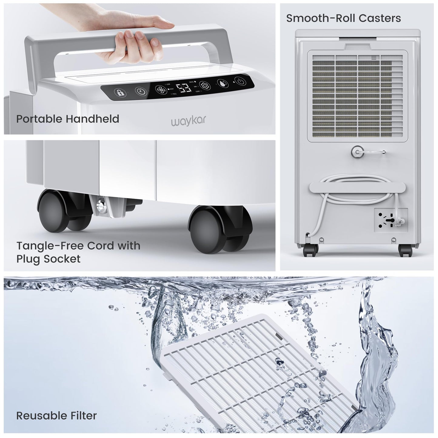 Waykar 2000 Sq. Ft Most Efficient Energy Star 2025 Dehumidifier for Home and Basement with Auto or Manual Drainage, Quiet 33dB Operation, 0.6 Gallon Water Tank Capacity