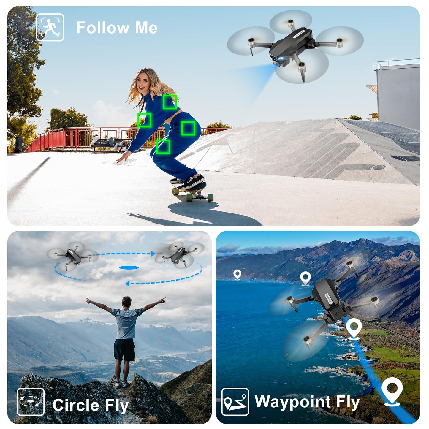 Drone with Camera for Adults, 2K HD GPS Drones with Auto Return, Follow Me, Circle Fly, Waypoint Fly, Stable Hover, Brushless Motor, Foldable 5G Transmission FPV Quadcopter
