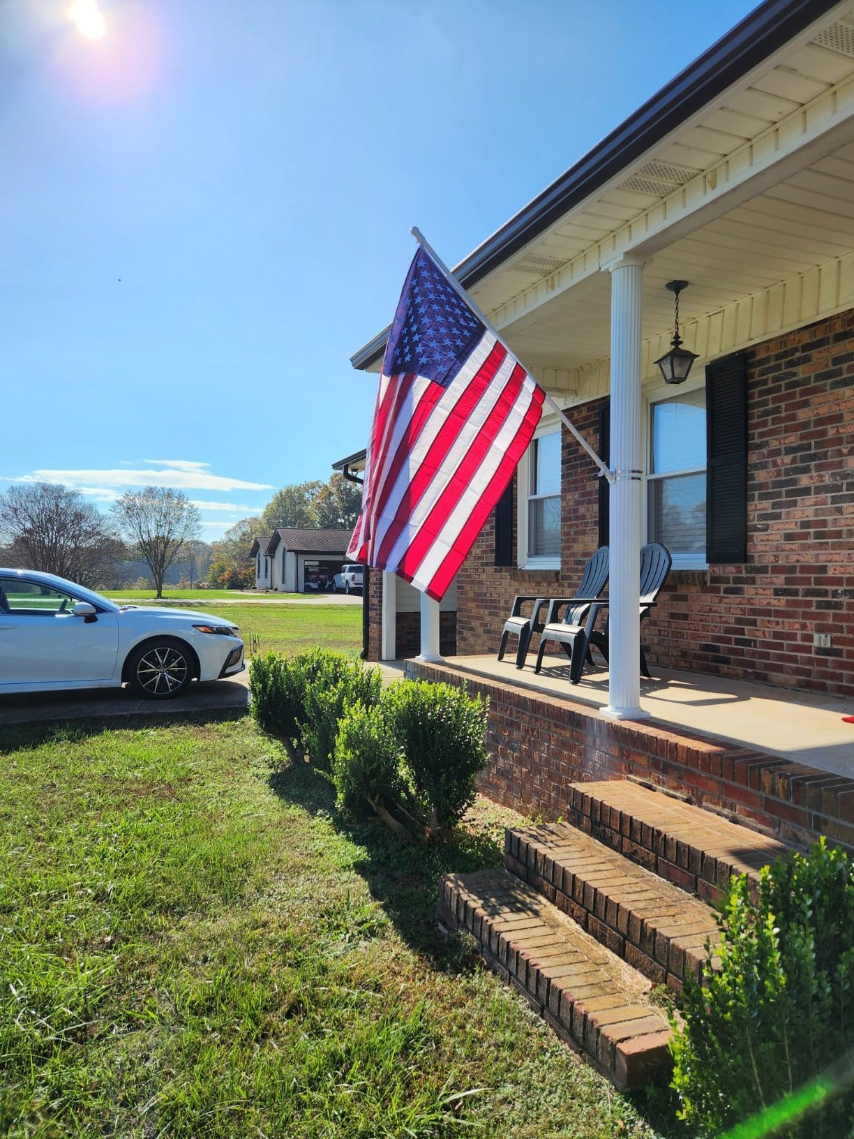 American Flag 3x5 FT Long Lasting 420D Heavy Duty US Flags for High Wind TearProof Polyester USA Flag with Embroidered Stars, Sewn Stripes, Brass Grommets