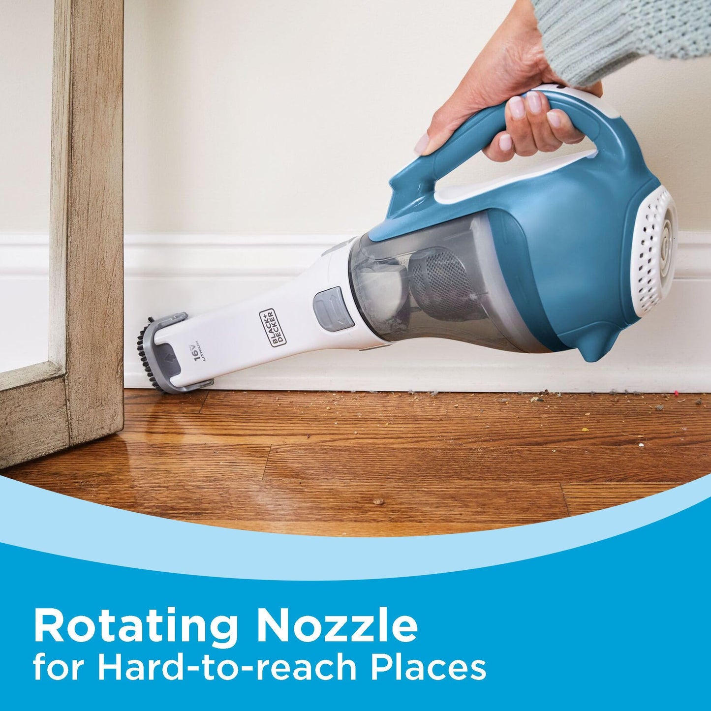 BLACK+DECKER dustbuster AdvancedClean Handheld Vacuum Cordless, Compact Home and Car Vacuum with Crevice Tool ,Rotating Nozzle and Charging Station, Large Dust Bowl (CHV1410L)