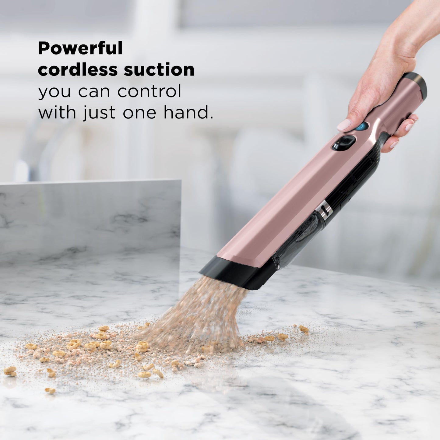 Shark WANDVAC Cordless Hand Vac, Lightweight, Portable at 1.4 lbs., Powerful Suction, Charging Dock, One-Touch Empty for Car & Home, Multi-Surface Pet Tool & Duster Crevice Tool, Rose Gold, WV201RGBRN