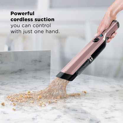 Shark WANDVAC Cordless Hand Vac, Lightweight, Portable at 1.4 lbs., Powerful Suction, Charging Dock, One-Touch Empty for Car & Home, Multi-Surface Pet Tool & Duster Crevice Tool, Rose Gold, WV201RGBRN