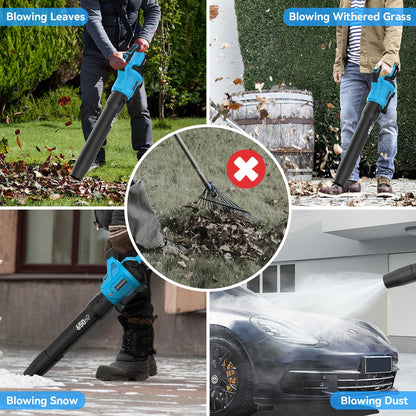 Leaf Blower Cordless,650 CFM & 160 MPH Electric Cordless Leaf Blower with 2 * 4.0Ah Batteries & Noise-Reduction Ear Muffs,3 Speed Powerful Blowing Ideal for Lawn Care, Blowing Leaves, Dust, Snow