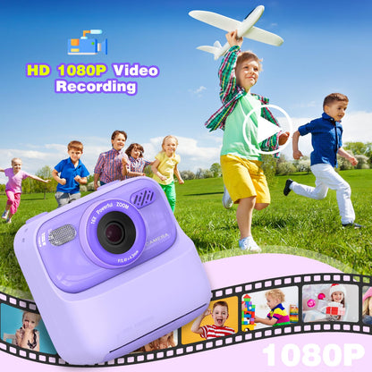 masterbee Kid Camera Instant Print Photo, Birthday Gifts for Girls and Boys, Kids Digital Camera Toys, 1080P HD Video, 3 4 5 6 7 8 9 10 11 12 Year Old Boy Gifts/Girl Gifts Purple