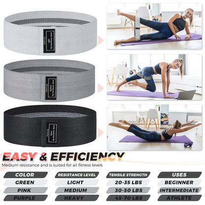 Renoj Resistance Bands, Exercise Workout Bands for Women and Men, 5 Set of Stretch Bands for Booty Legs, Pilates Flexbands