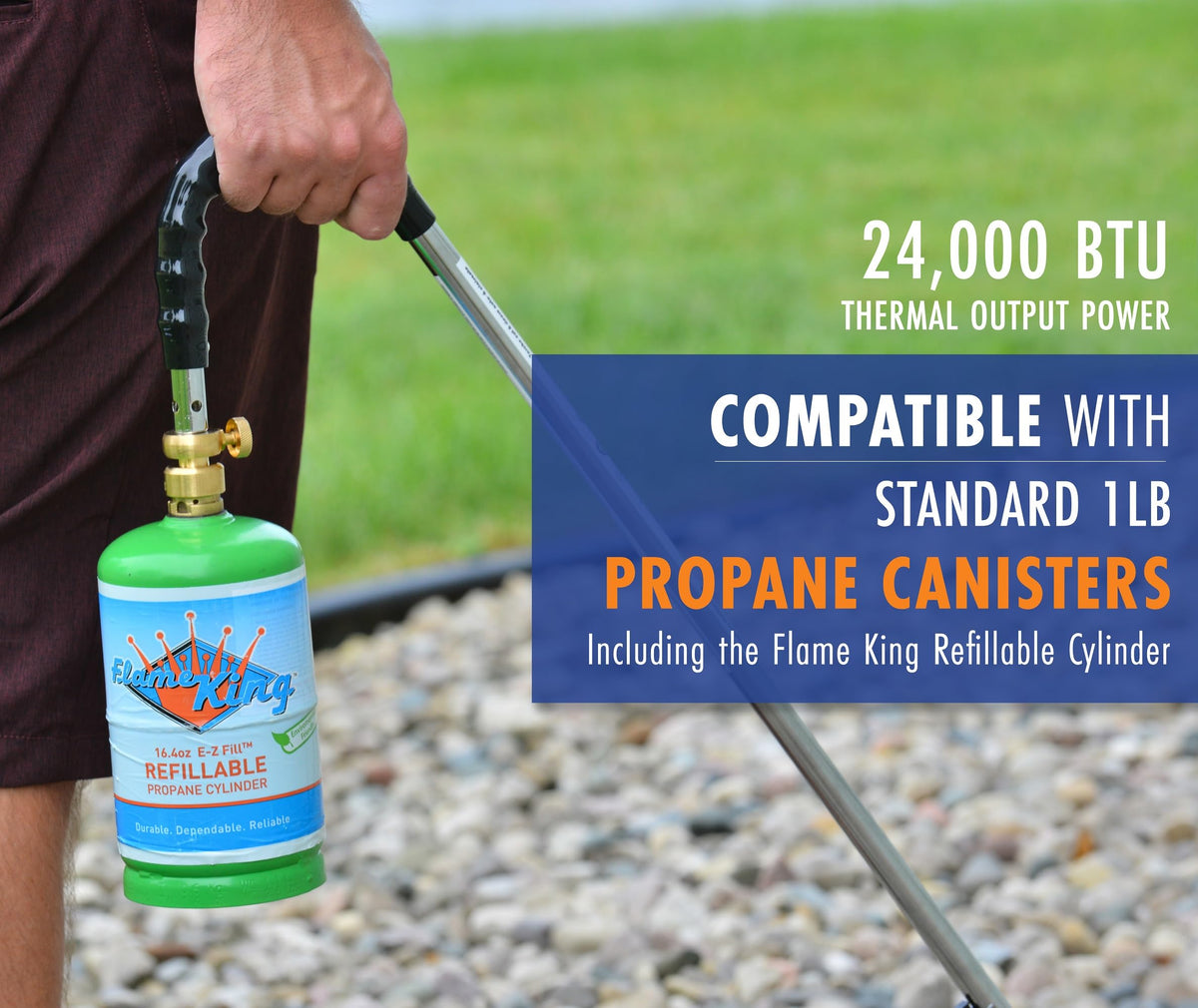 Flame King YSNPQ810CGA Propane Torch Weed Burner with Integrated Lighter, Silver