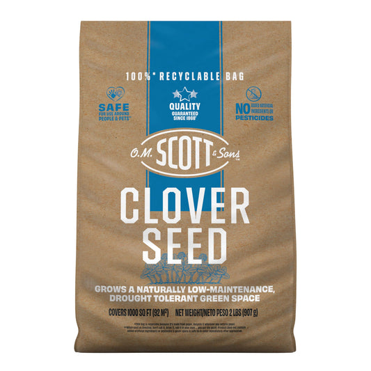 O.M. Scott and Sons Clover Seed, Lawn Seed Grows a Naturally Low Maintenance, Drought-Tolerant Lawn, 1,000 sq. ft., 2 lb.