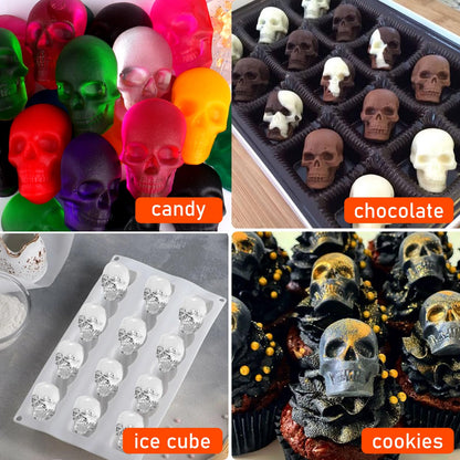 BUSOHA Gummy Skull Candy Molds Silicone, 2 Pack 40 Cavity Non-Stick Skull Silicone Molds with 1 Droppers for Chocolate, Candy, Jelly, Ice Cube, Dog Treats