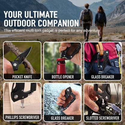 Stocking Stuffers for Men Adults, 6 in 1 Multitool Carabiner with Pocket Knife, Christmas Gifts for Mens Him, Cool Gadgets for Men, Folding Knives, Bottle Opener, Window Breaker And Screwdriver