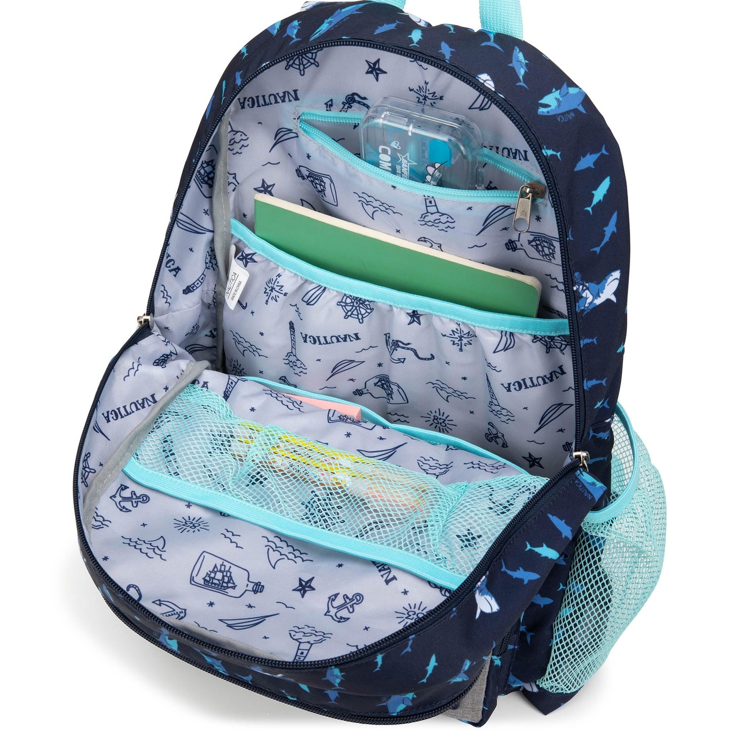 Nautica Backpack for Kids | Kindergarten, Elementary Children Backpack | 16" Tall | Shark Riders