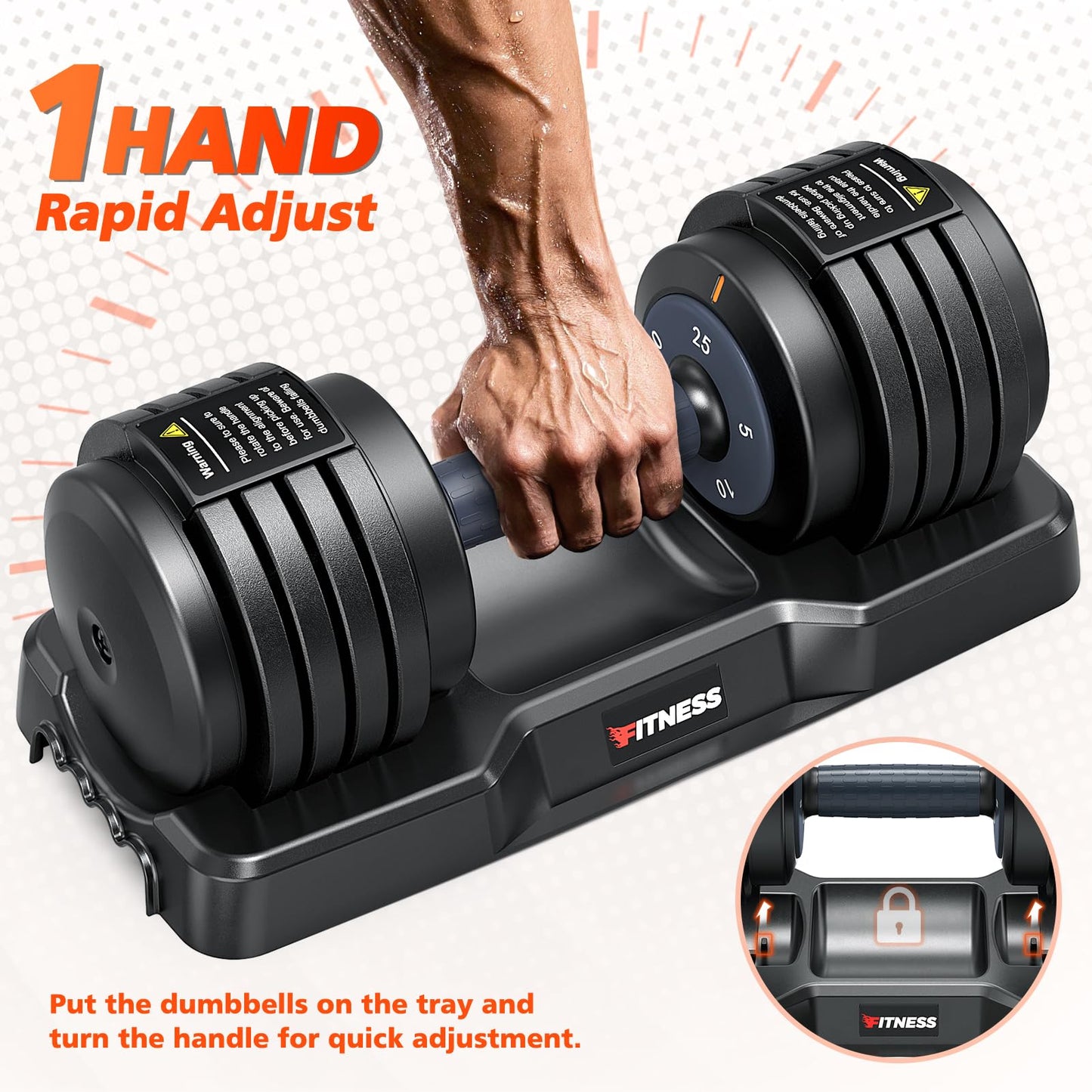 Rendpas Adjustable Dumbbells Set of 2, Select Weight Dumbbell Set, 5 in 1 Free Dumbbell Set with Anti-Slip Texture Handle, Weight Set For Home Gym Suit both Men and Women