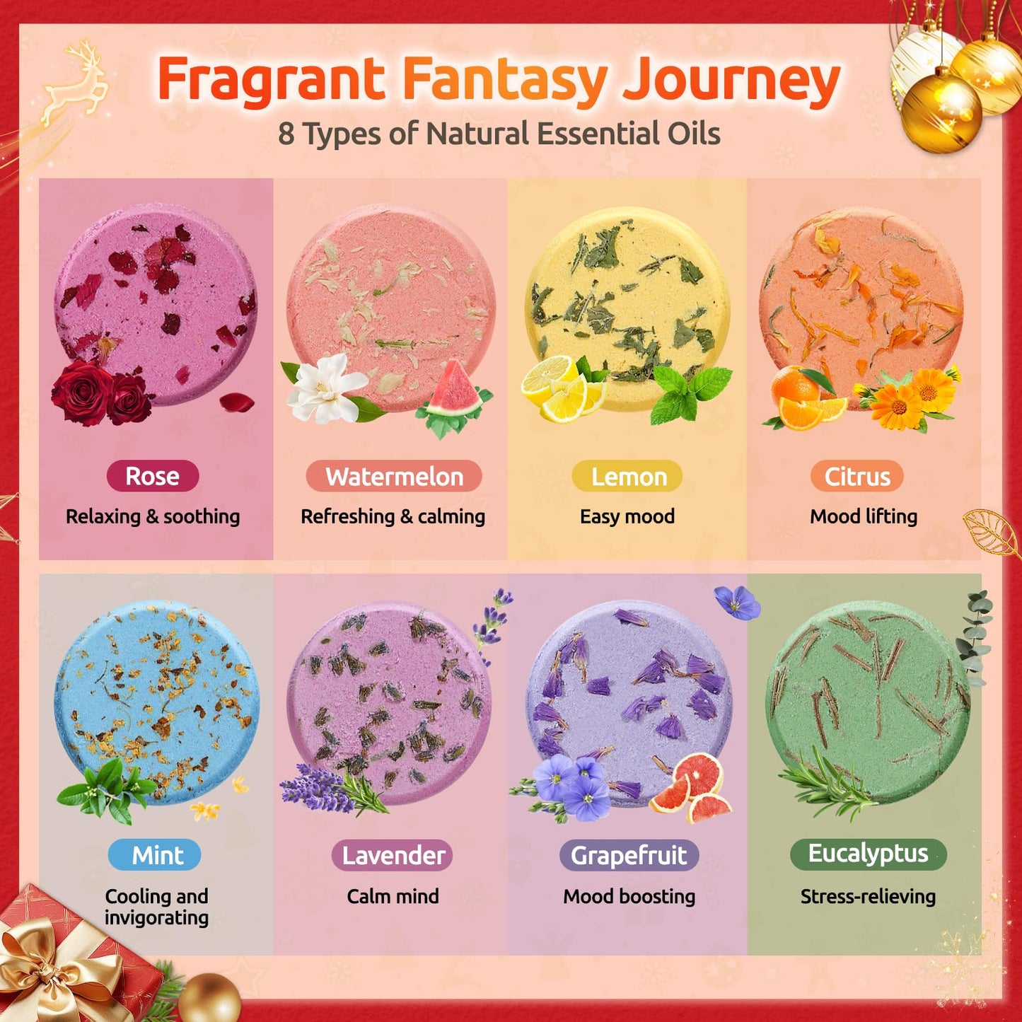 Shower Steamers Aromatherapy - 8 Pack Shower Bombs with Essential Oils, Christmas Gifts for Women Stocking Stuffers, Birthday Gifts for Women Girlfriend Her Self Care Relaxation Home SPA Stress Relief