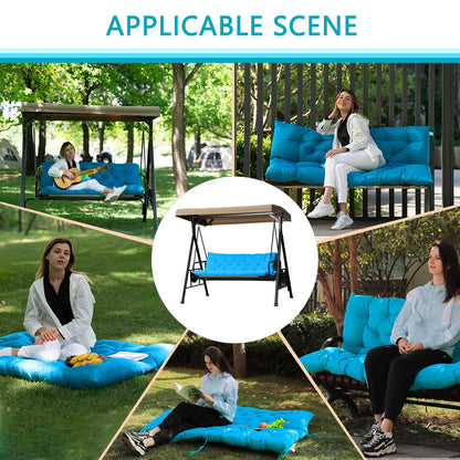 LCYY.TG Outdoor Swing Cushions, 3 Seat Porch Swing Cushion Replacement with Backrest, Swing Cushions for Outdoor Furniture, for Patio,Backyard,Porch Garden Bench Cushion (Sky Blue 60 * 40 in)