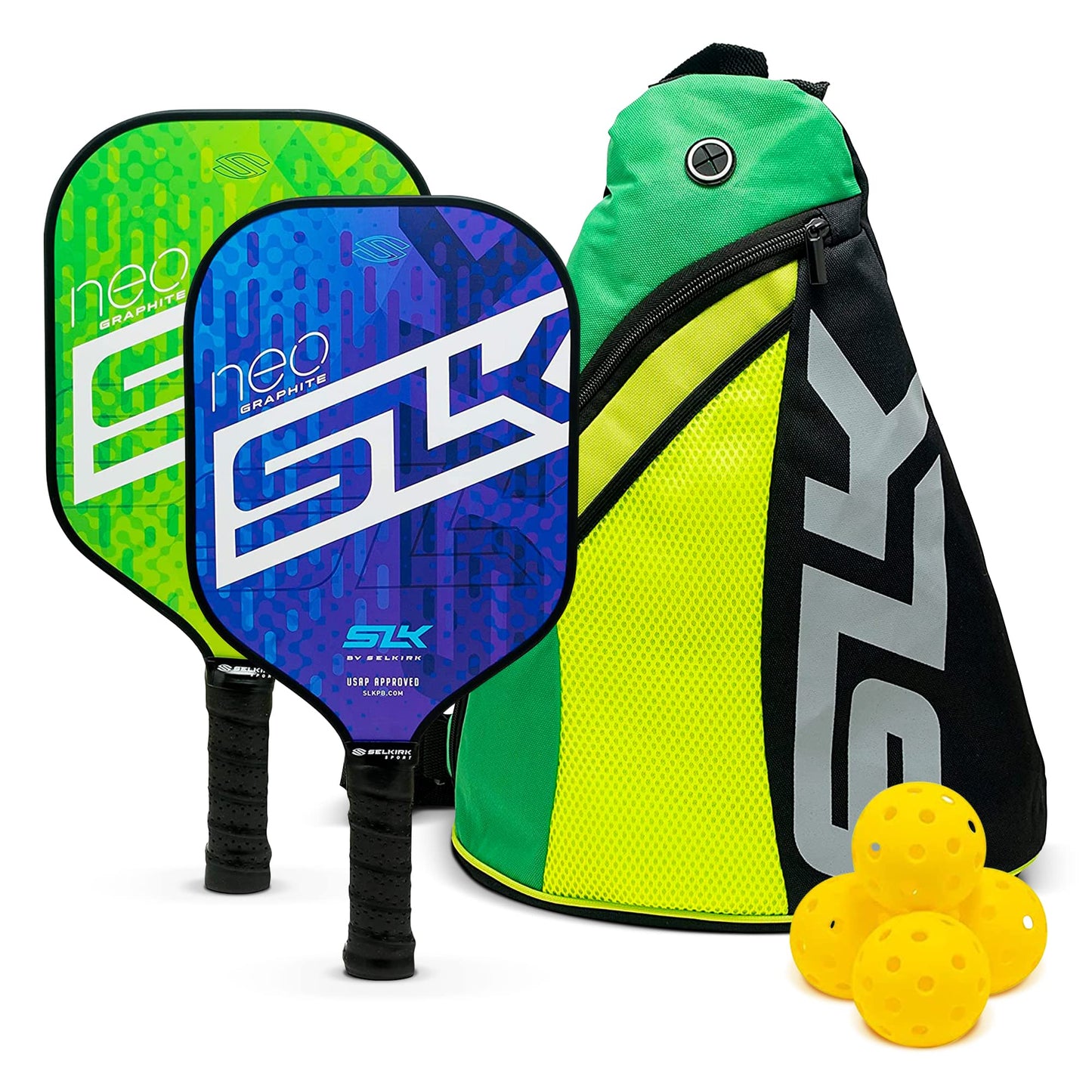 SLK Neo by Selkirk Pickleball Paddles | Featuring a Multilayer Fiberglass and Graphite Pickleball Paddle Face | SX3 Honeycomb Core | Pickleball Rackets Designed in The USA for Traction and Stability