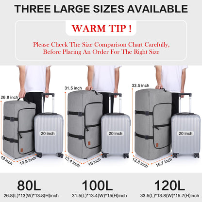 100L Duffle Bag for Travel, Large Foldable Waterproof Travel Duffel Bags Weekender Overnight Bag for Men and Women with Shoe Compartment
