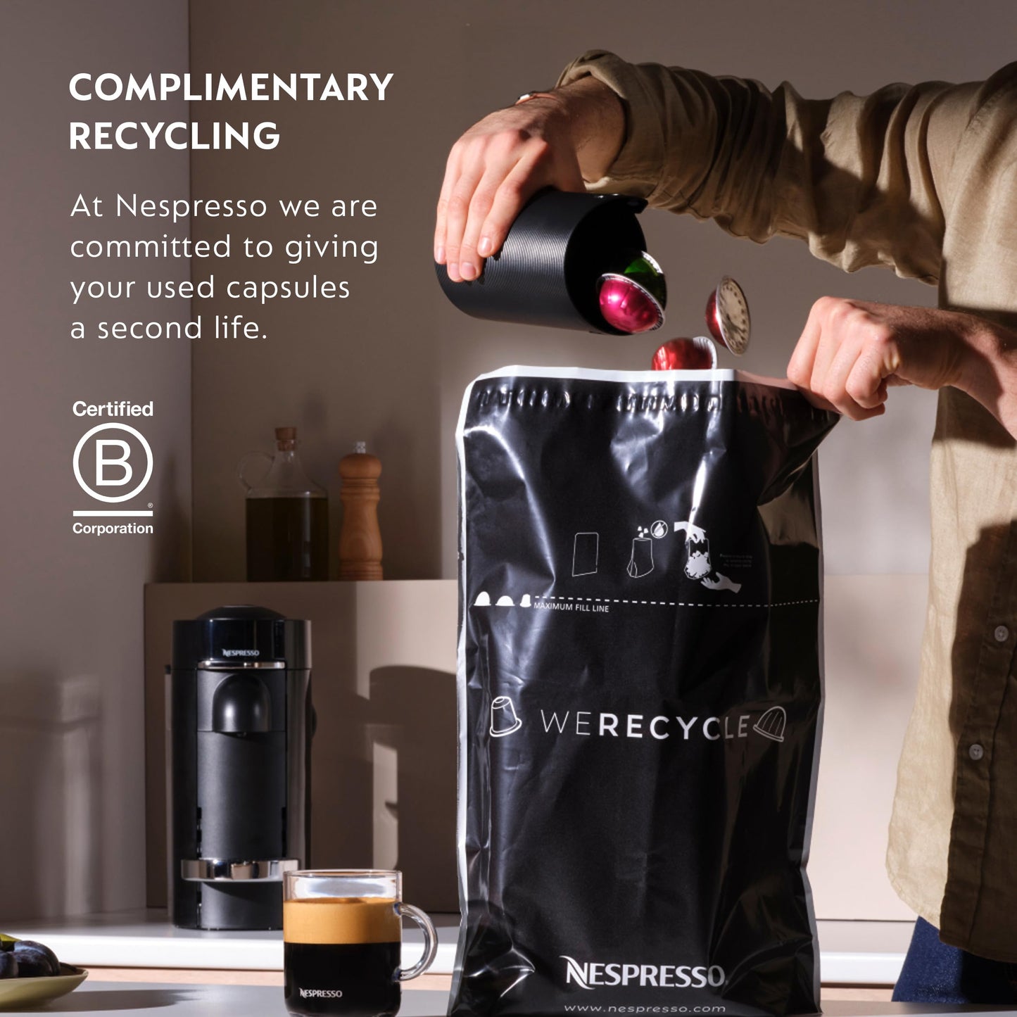 Nespresso Festive Vertuo Pop+ Coffee and Espresso Maker by Breville, Matte Black Gold