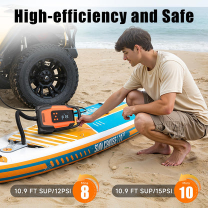 Komobe Electric Paddle Board Pump, 50PSI High Pressure Portable SUP Air Pump with Auto-Off and Deflation Function, 12V DC Car Connector for Stand Up Paddle Boards, Car Tires, Boats, Kayaks