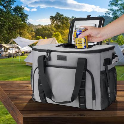BALEINE Extra Large Soft Cooler Bag, Portable Leakproof Cooler, 40/60 Cans Volume for Beach, Camping, Kayaking, Travel, and Road Trips (9.5 Gallon, Navy-Khaki)