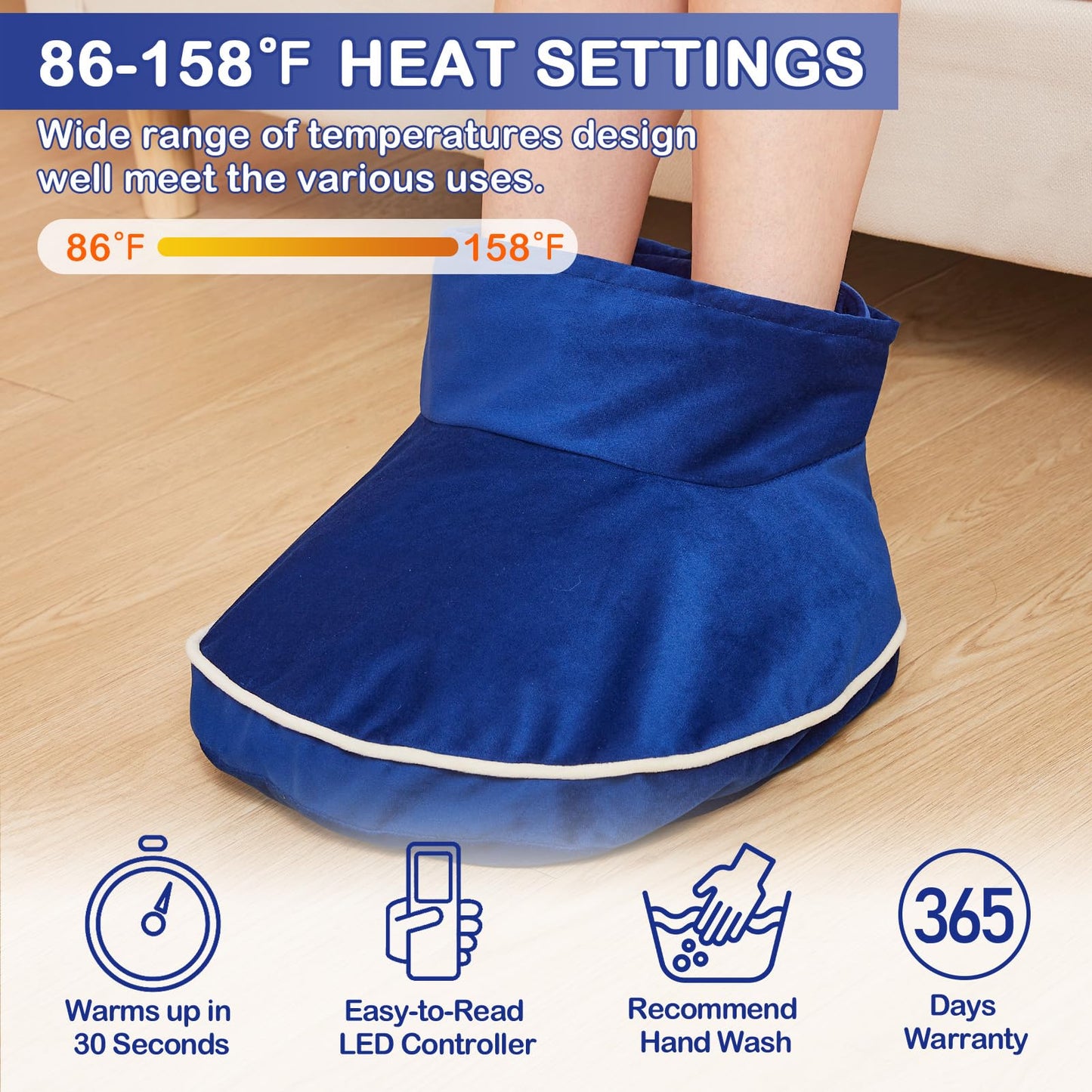 JOBYNA Large Foot Warmer, Electric Foot Heating Pad with Washable Cover, 86-158℉Adjustable Heat & Auto Shut-Off, Deep-Penetrating Heat for Neuropathy Pain Relief and Foot Pain