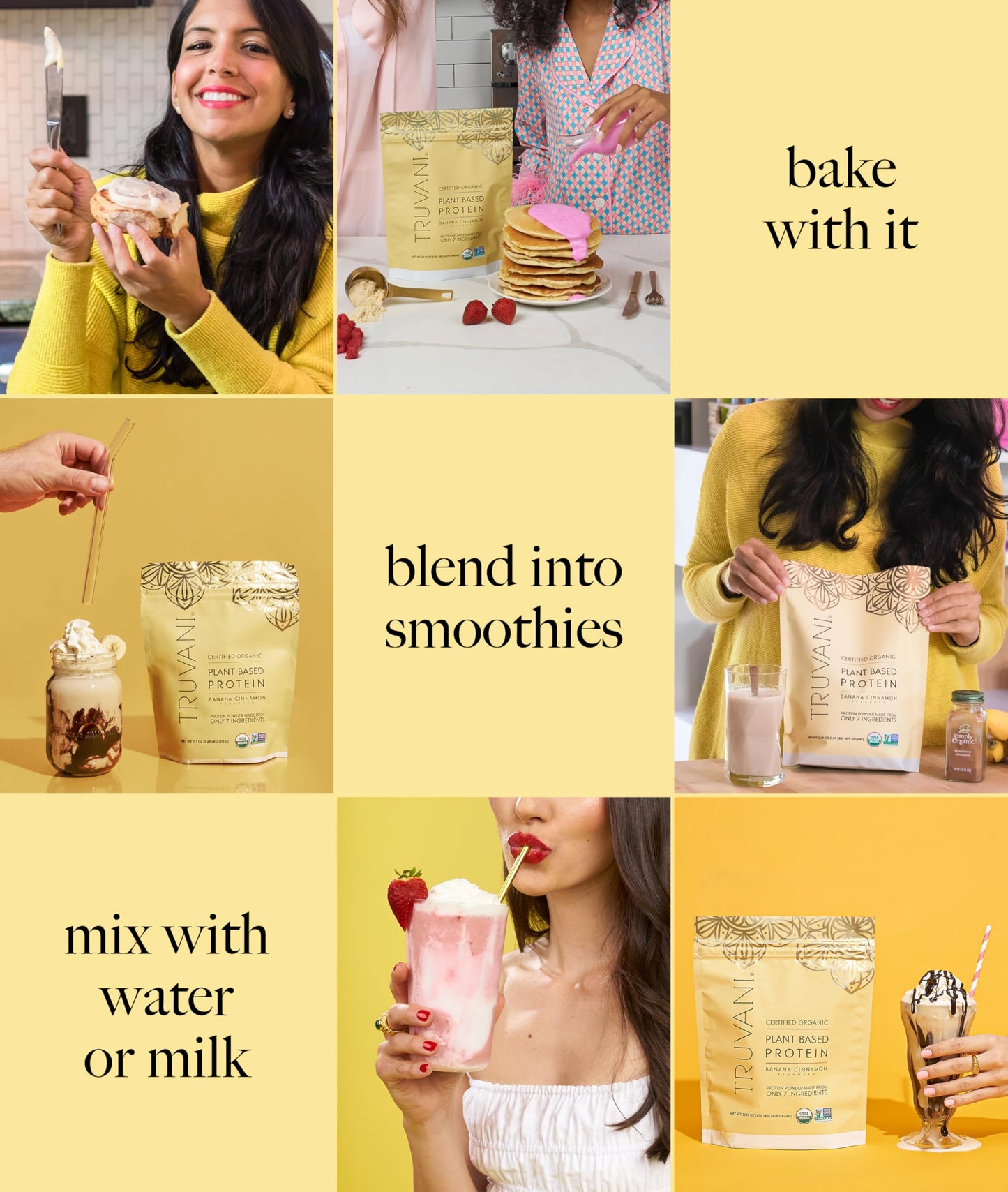 Truvani Vegan Pea Protein Powder | Banana Cinnamon | 20g Organic Plant Based Protein | 20 Servings | Keto | Gluten & Dairy Free | Low Carb | No Added Sugar