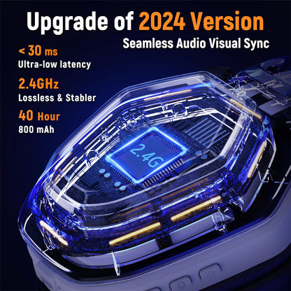 Ozeino 2.4GHz Wireless Gaming Headset for PC, Ps5, Ps4 - Lossless Audio USB & Type-C Ultra Stable Gaming Headphones with Flip Microphone, 40-Hr Battery Gamer Headset for Switch, Laptop, Mobile, Mac