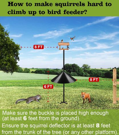 Ansionsol 19 Inch Wide Squirrel Baffle for Bird Feeder Pole, Outside Pole Mount Stopper & Bird House Guard for Outdoor Shepherd’s Hook, Black, 1 Pack