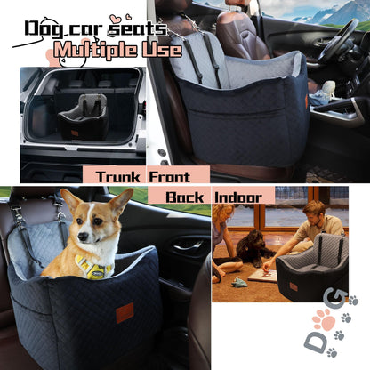 Dog Car Seats-Memory Sponge and Velvet Pet Booster Car Seat,Safety and Comfy,Ride Height 6" Elevated Enough to See Out The Window,Both Front and Back Seats Apply,Esay to Install and Clean.(H-Black)